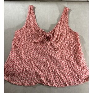 Maeve Anthropologie Womens Retro Rockabilly Tie Neck Top Size Med Geometric